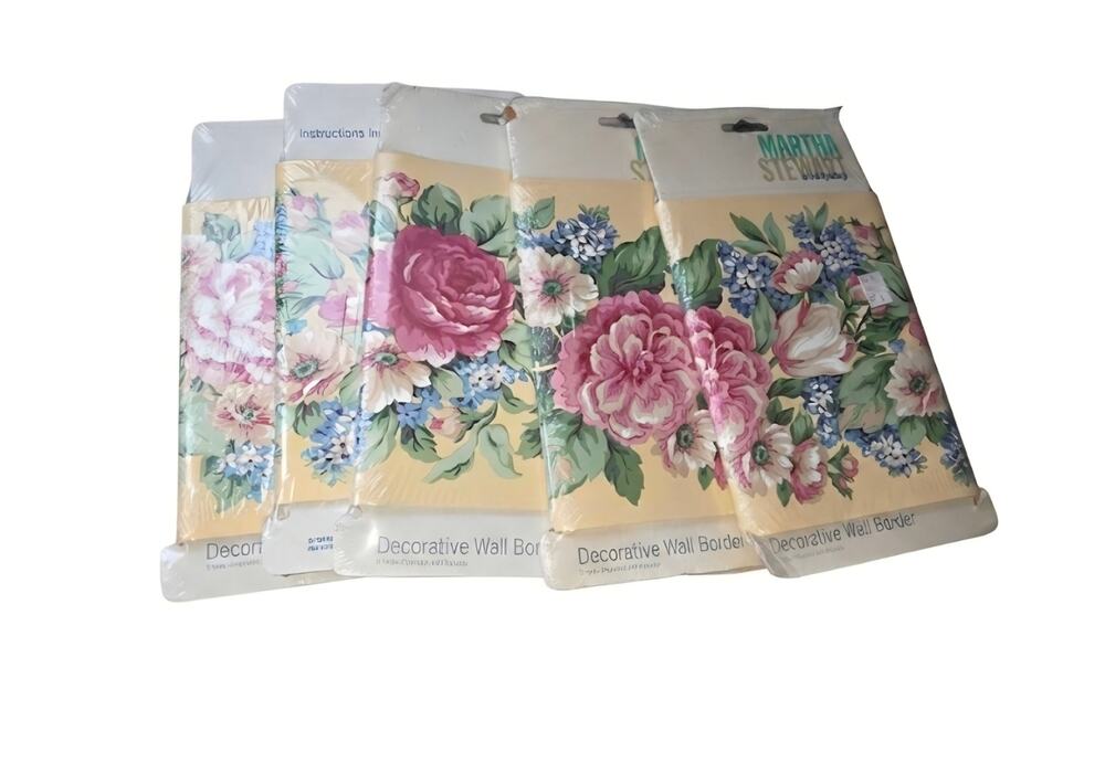 Martha Stewart Martha's Lilac Floral Wallpaper Border Lot of 5 8.4 SQ Ft Each